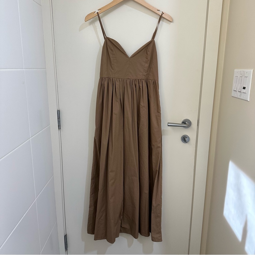 Spaghetti Strap Brown Maxi Dress